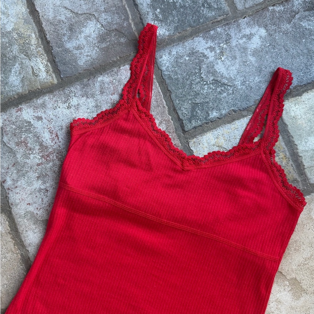 Red lace tank top